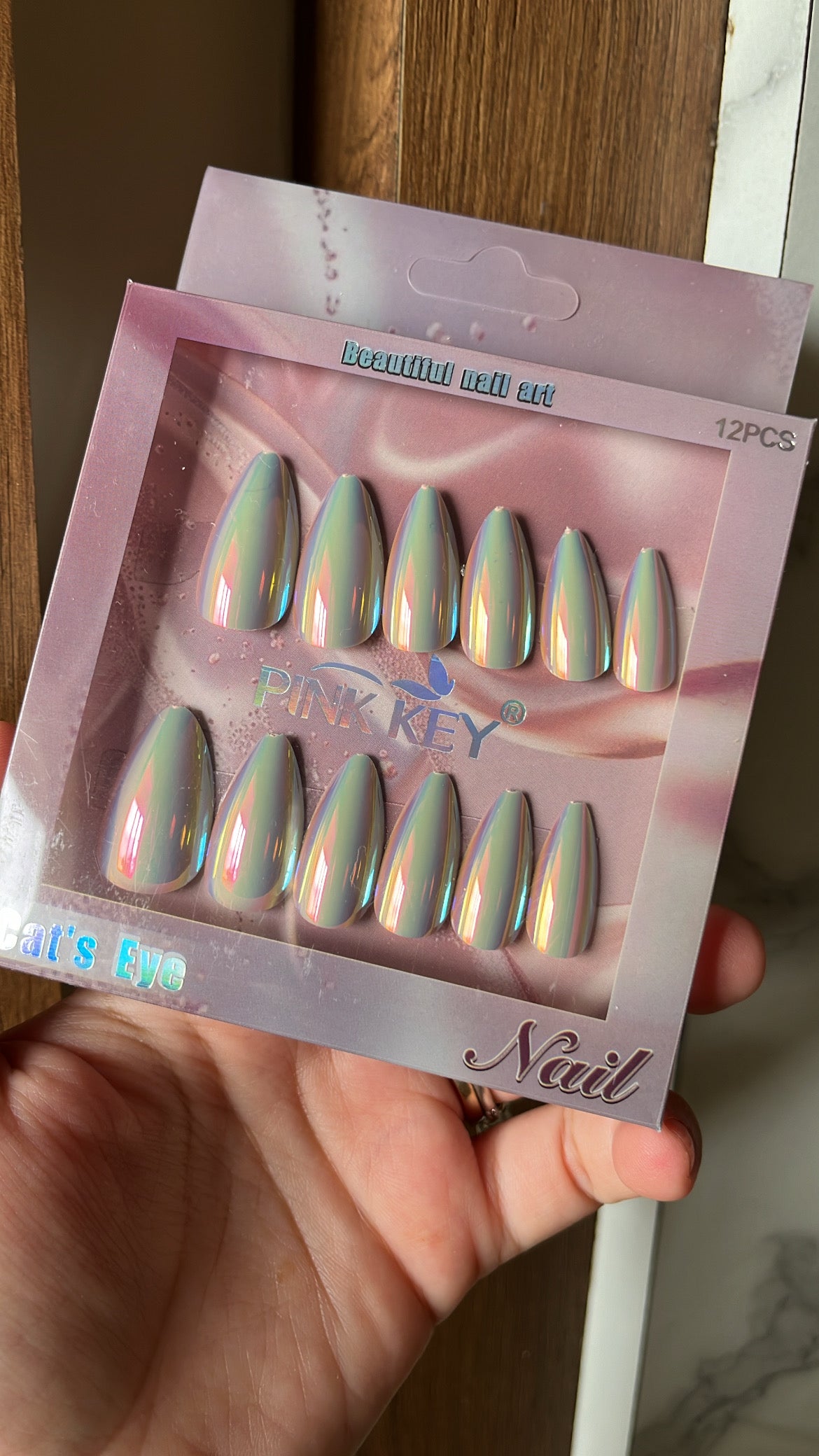 Grey holographic nails
