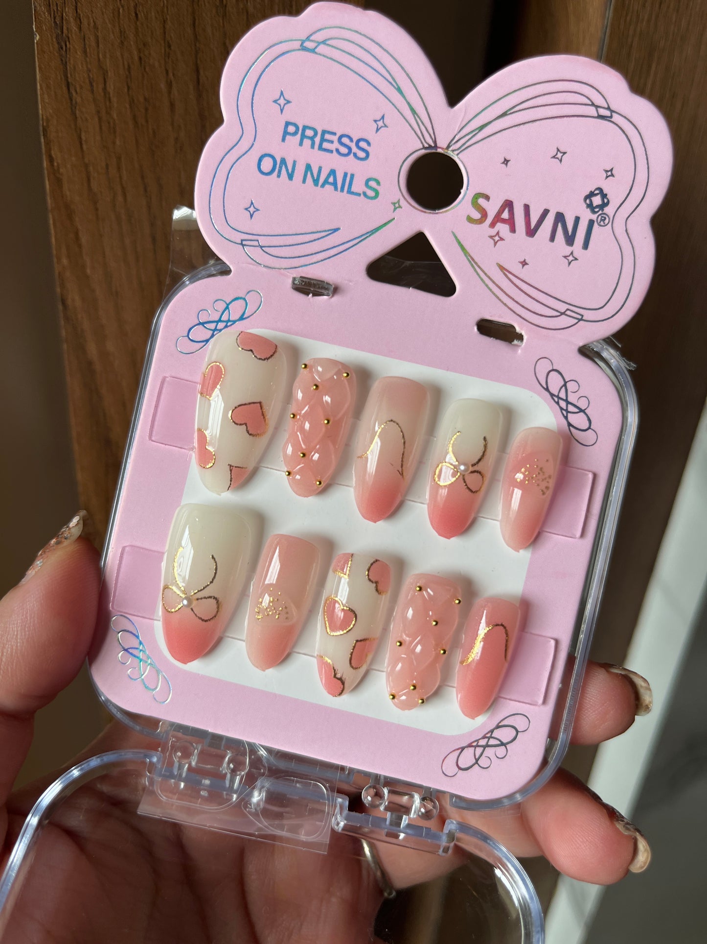 Heart bow premium nails