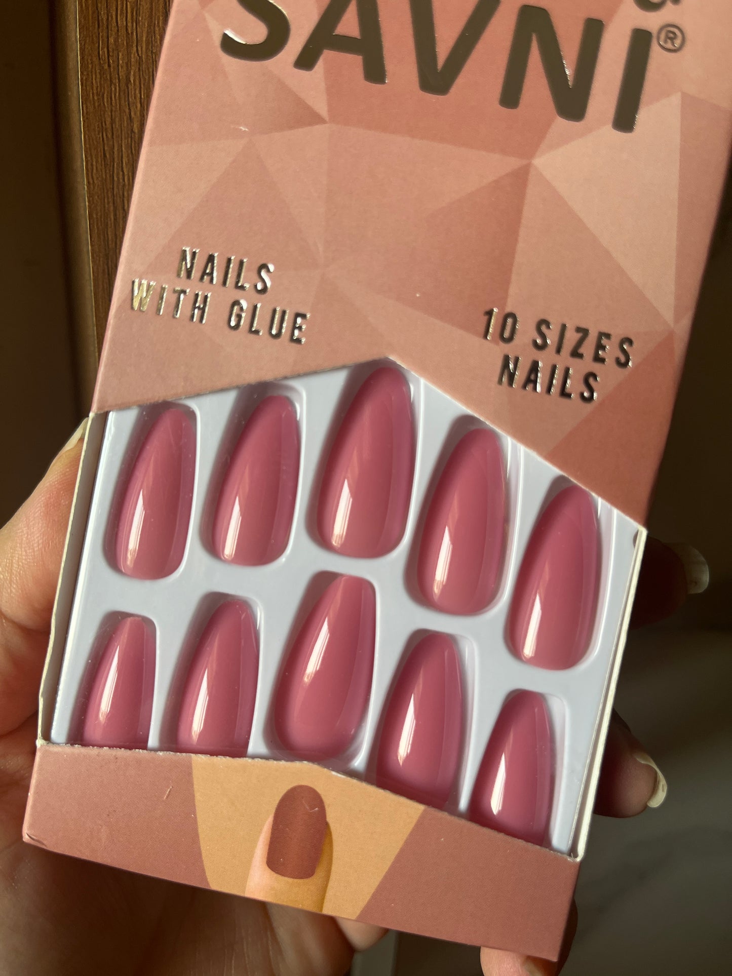 Pink gloss nails with tabs