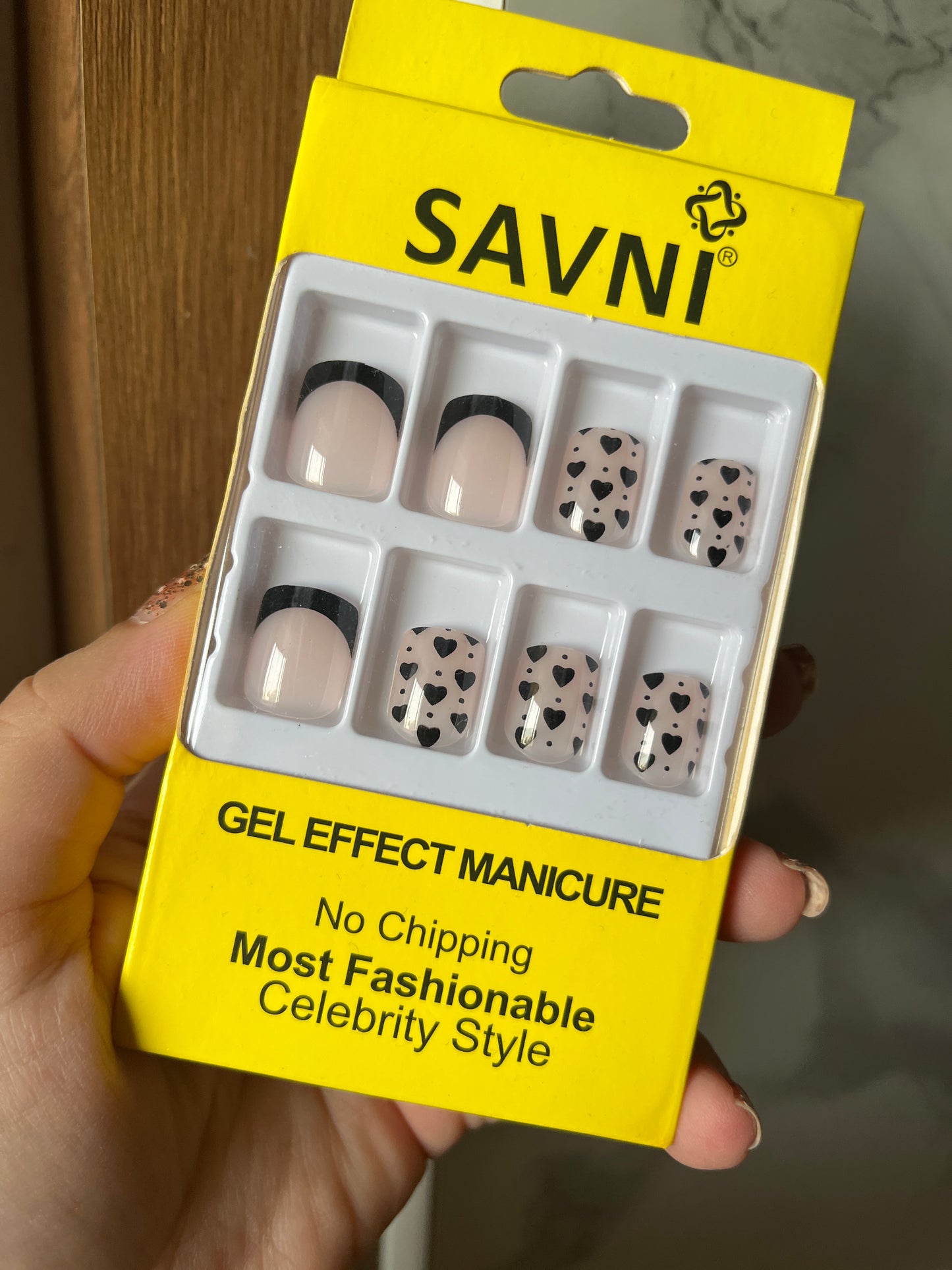 Black french tip hearts