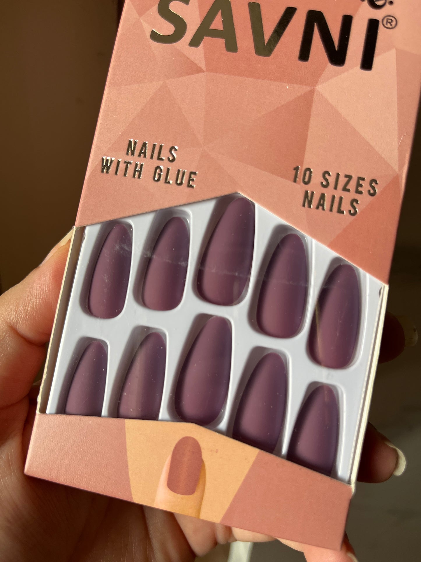 Wine matte nails with tabs
