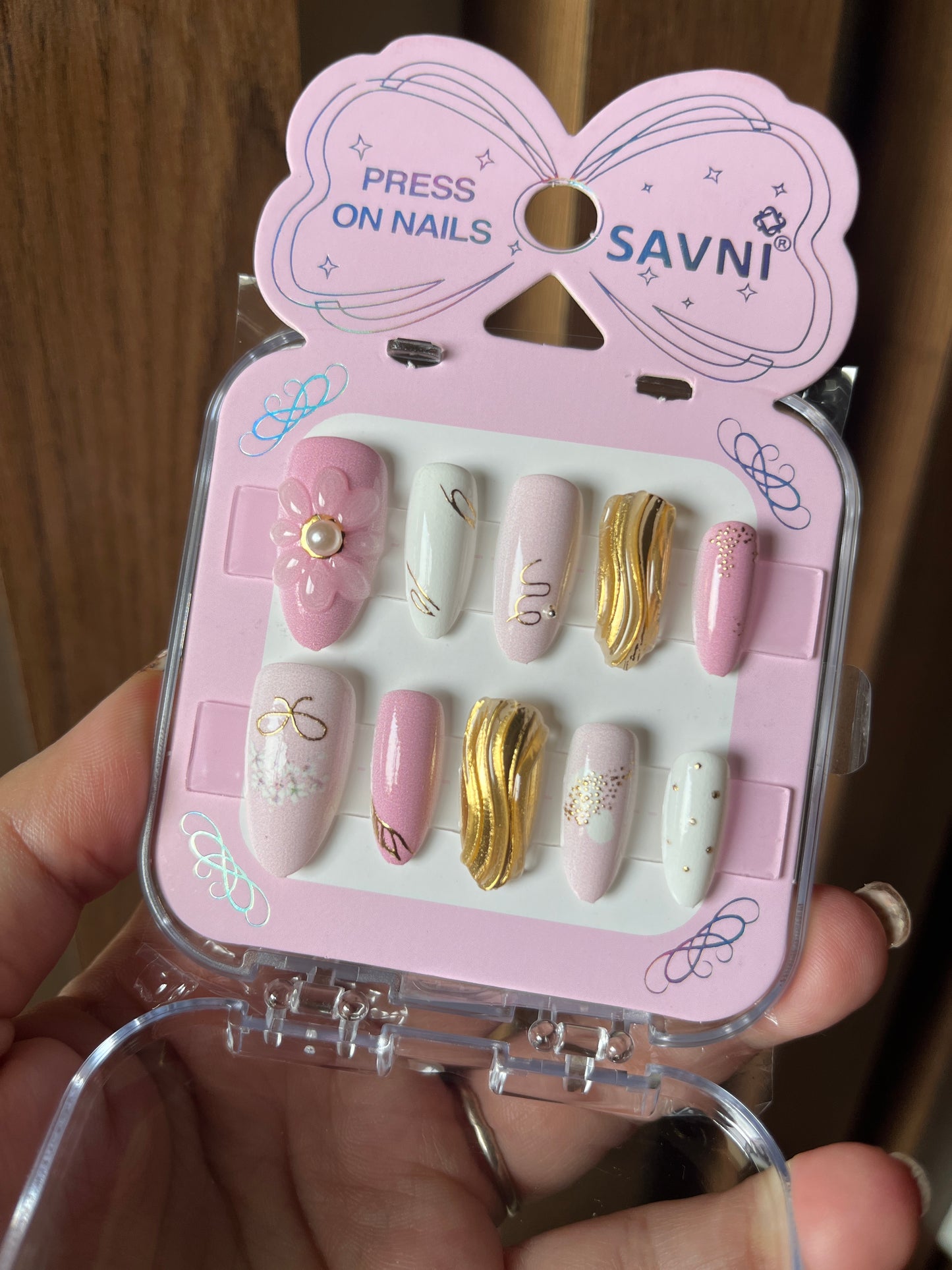 Baby pink gold premium nails