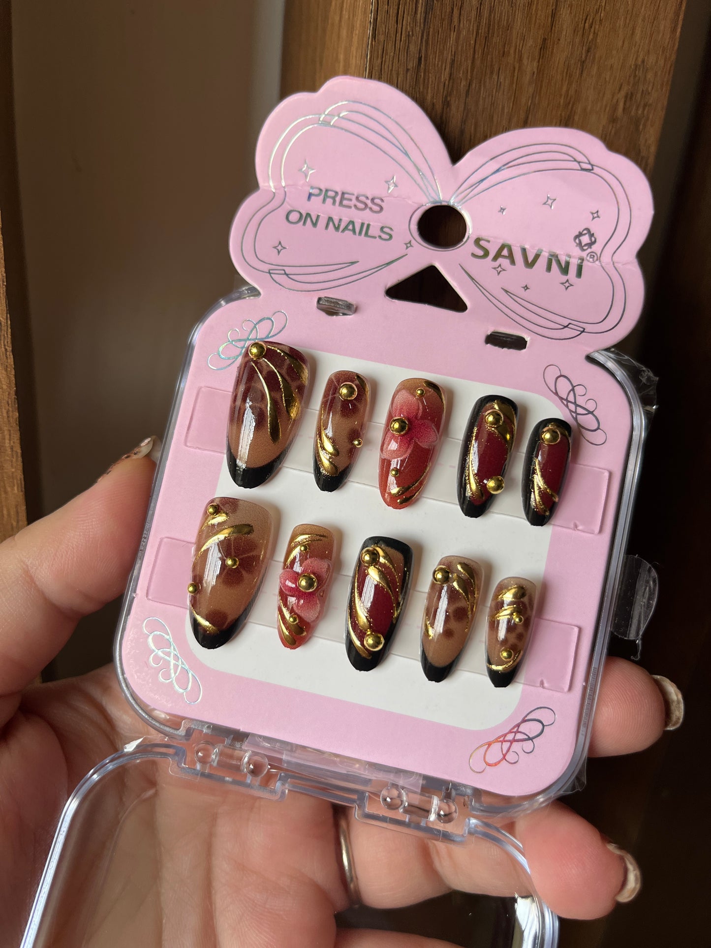 Brown maroon premium nails