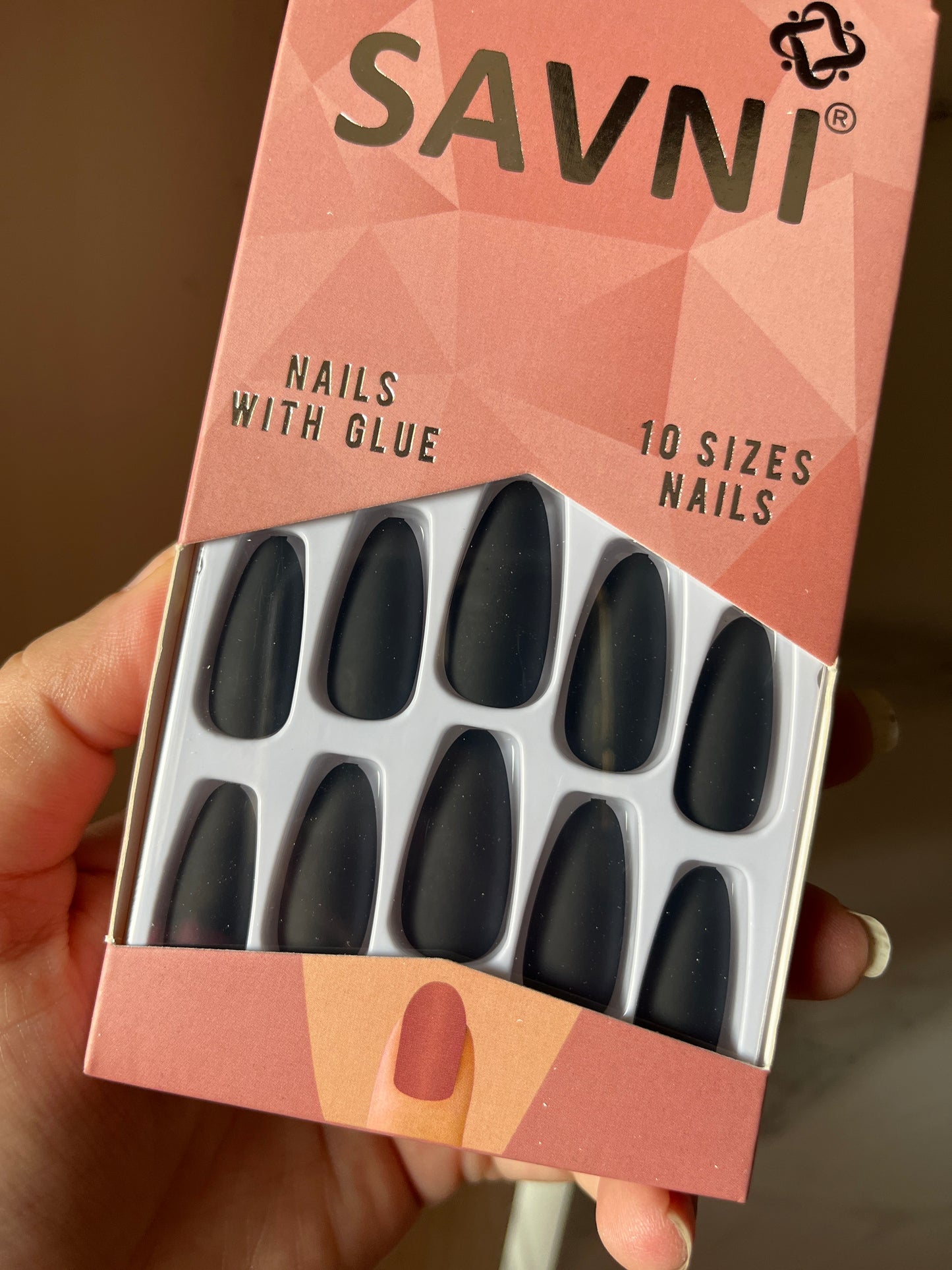 Black matte nails with tabs