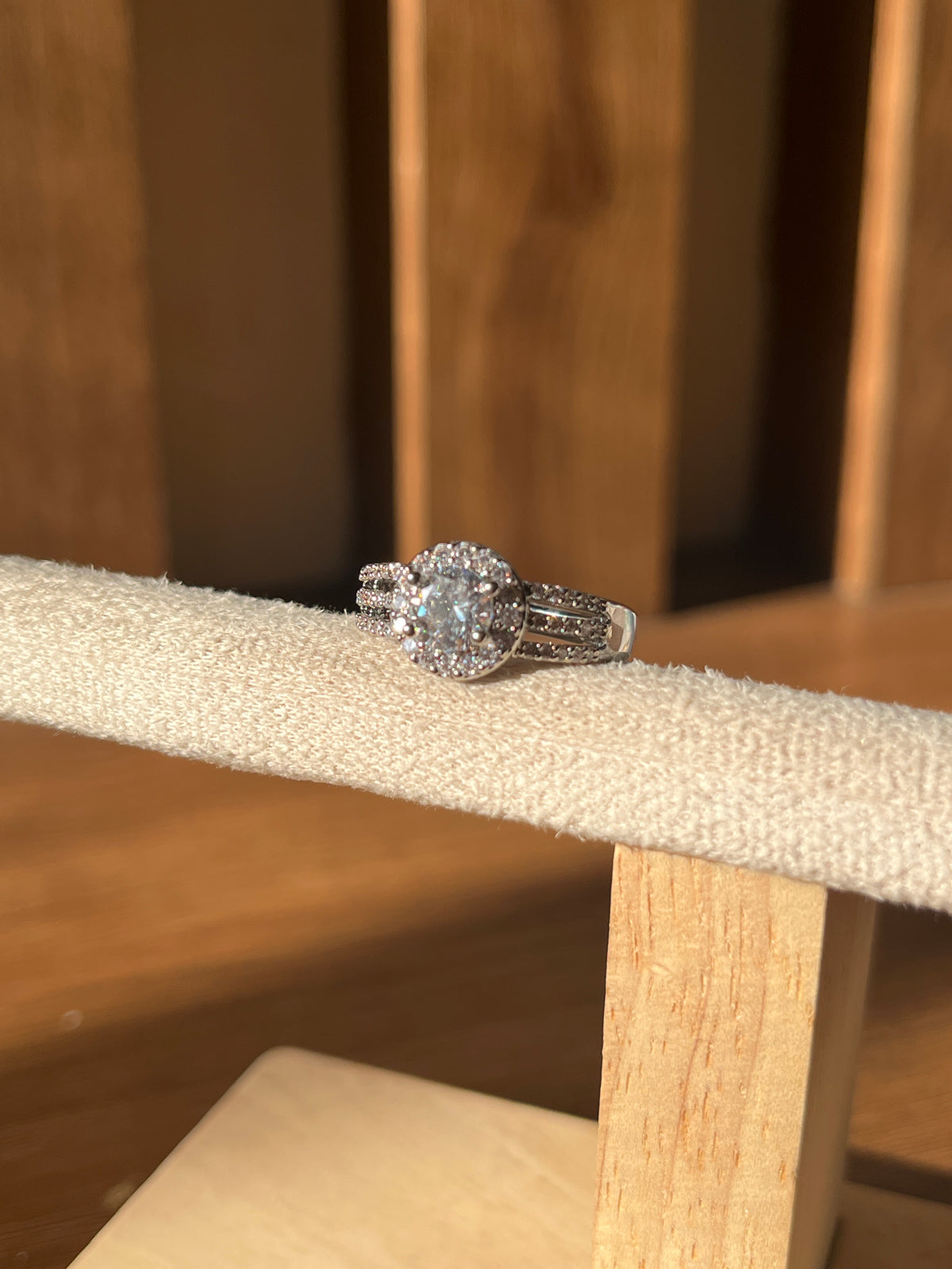 Silver 3 Layer AD Solitaire ring
