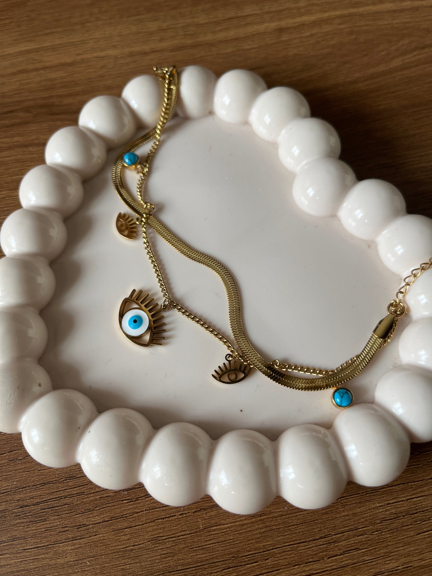 Evil eye layered bracelet