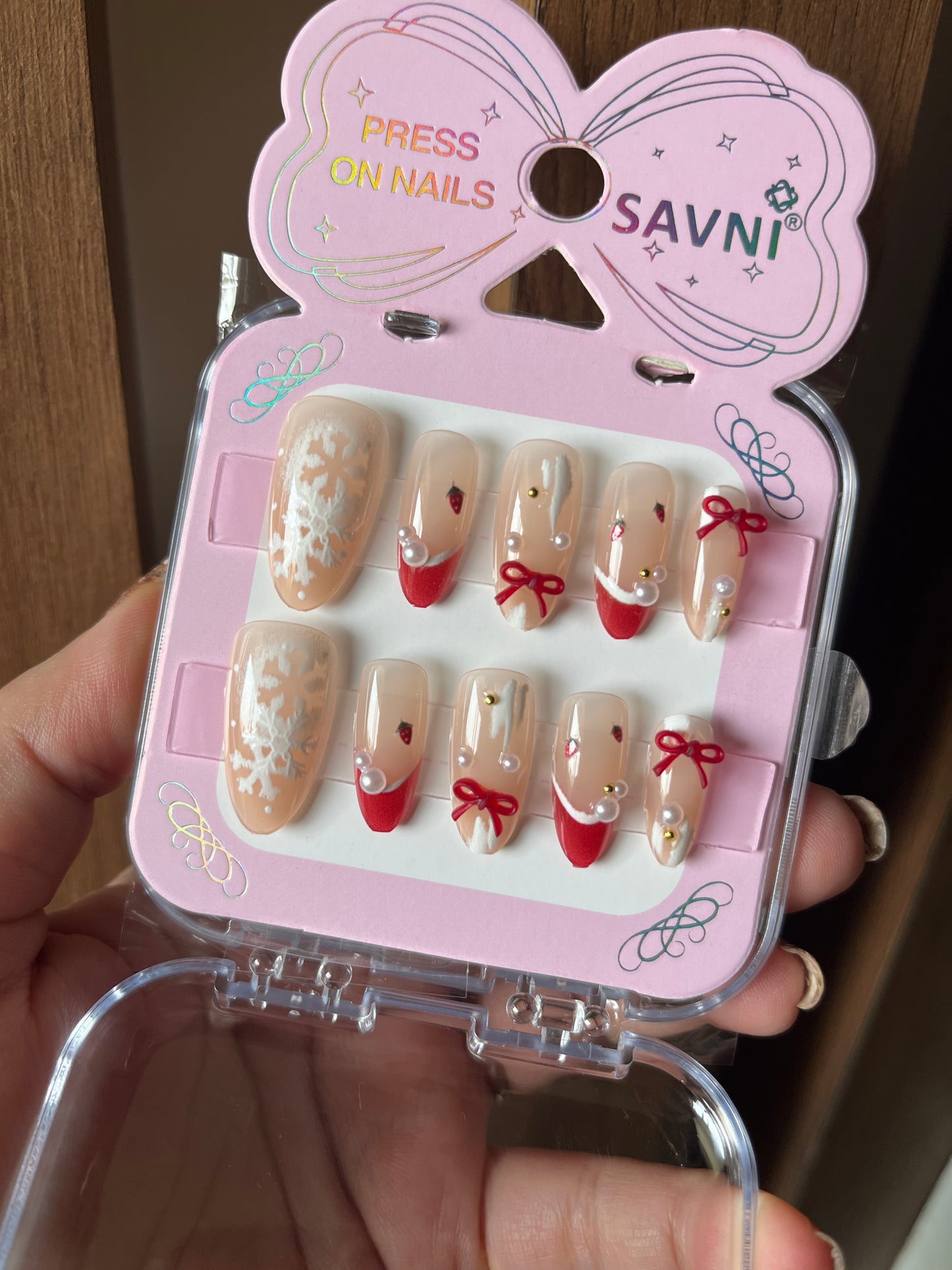 Red bow premium nails