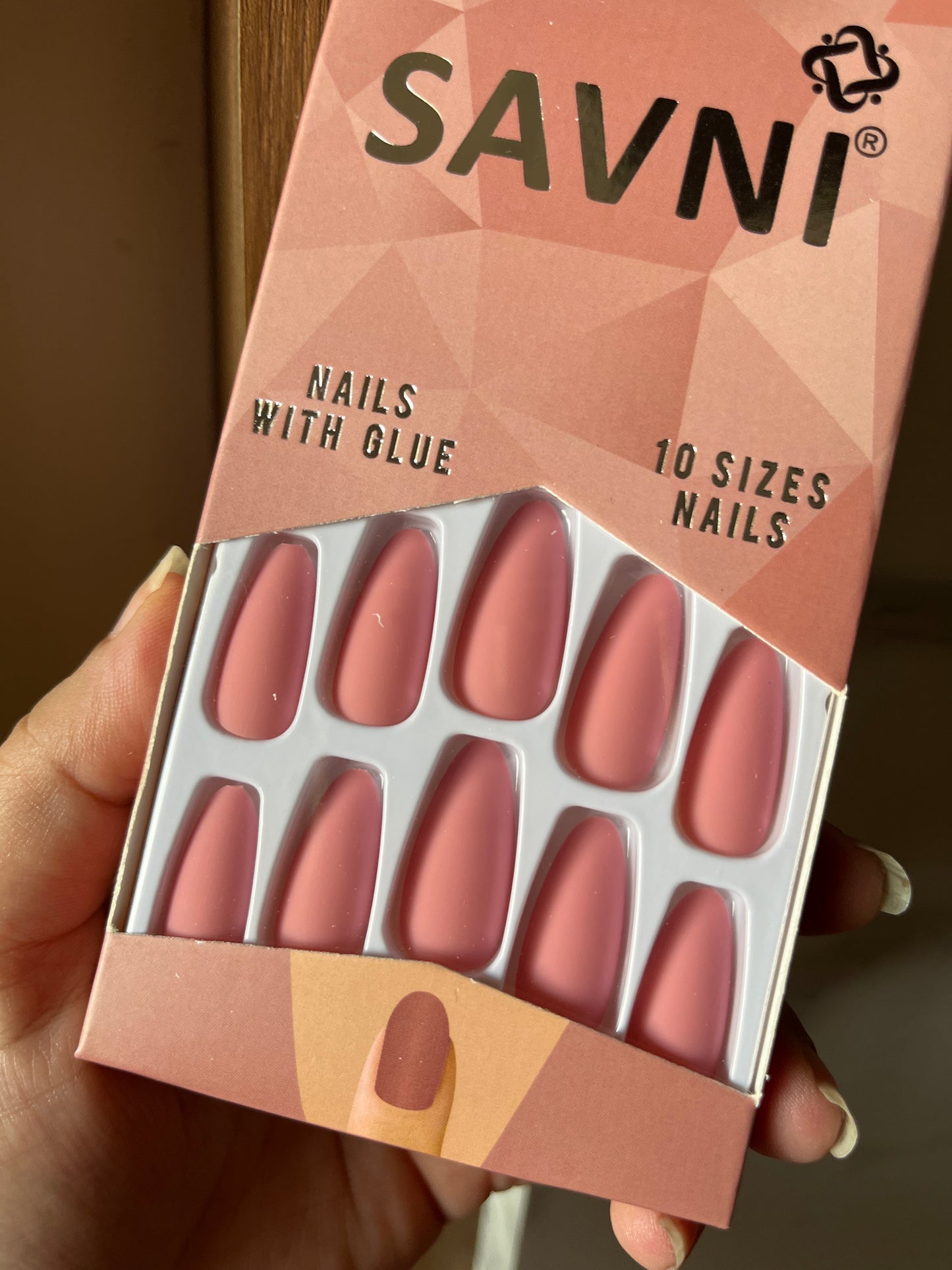 Pink matte nails with tabs