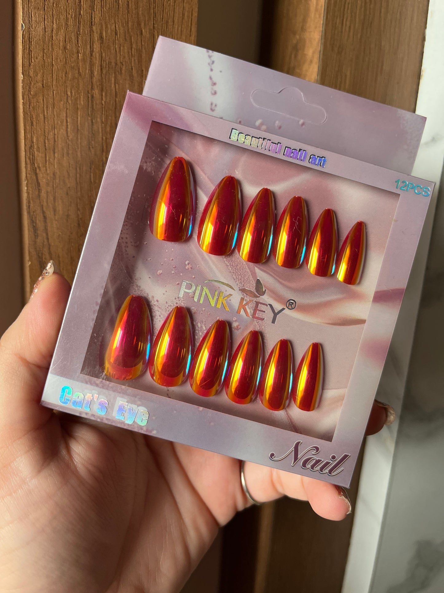 Maroon holographic nails