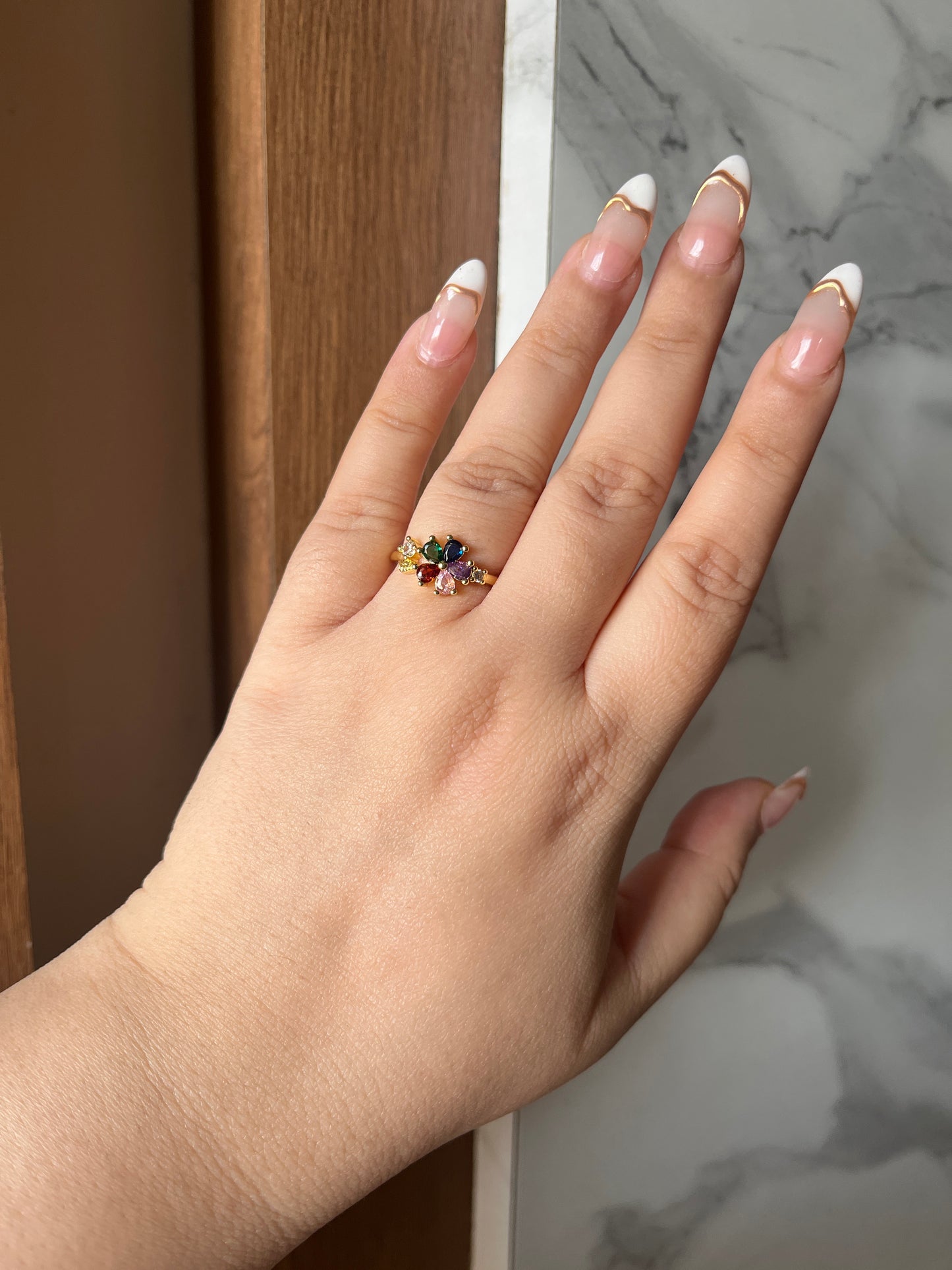 Multi stone flower ring