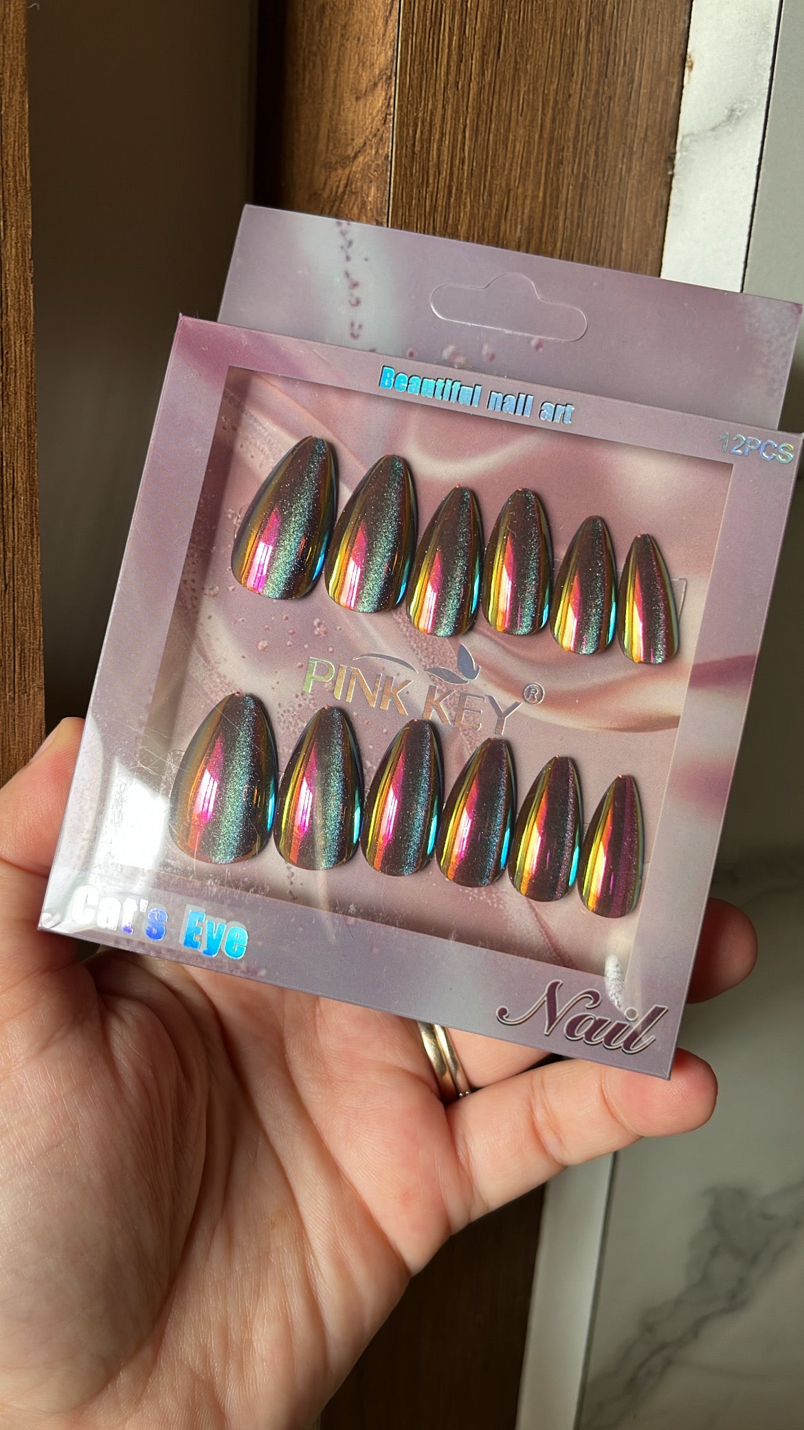 Grey gold holographic cat eye
