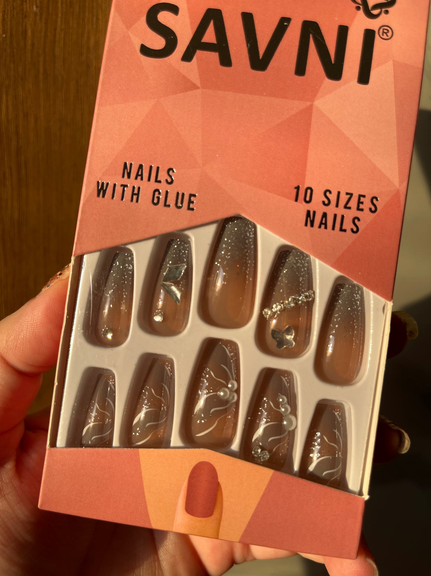 Nude silver stone nails