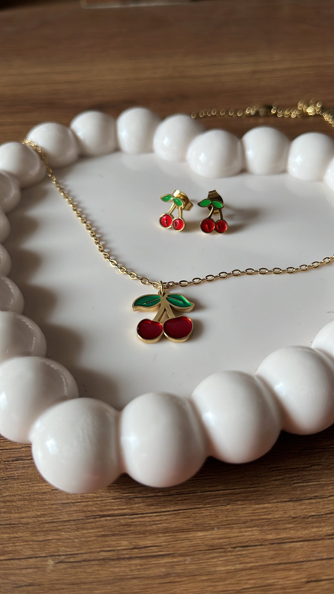 Cherry Necklace and earrings set