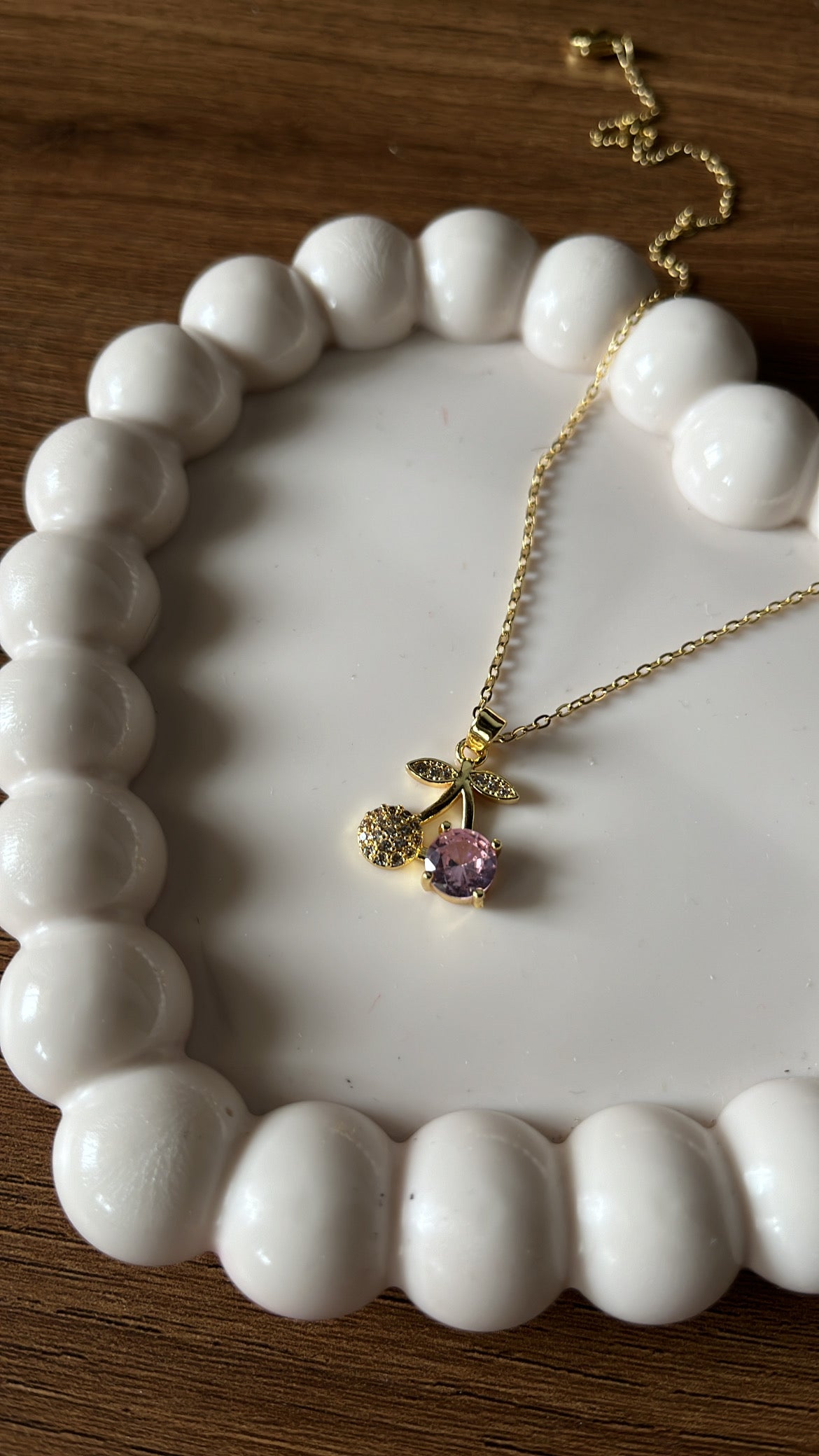 Cherry Charm -Pink necklace