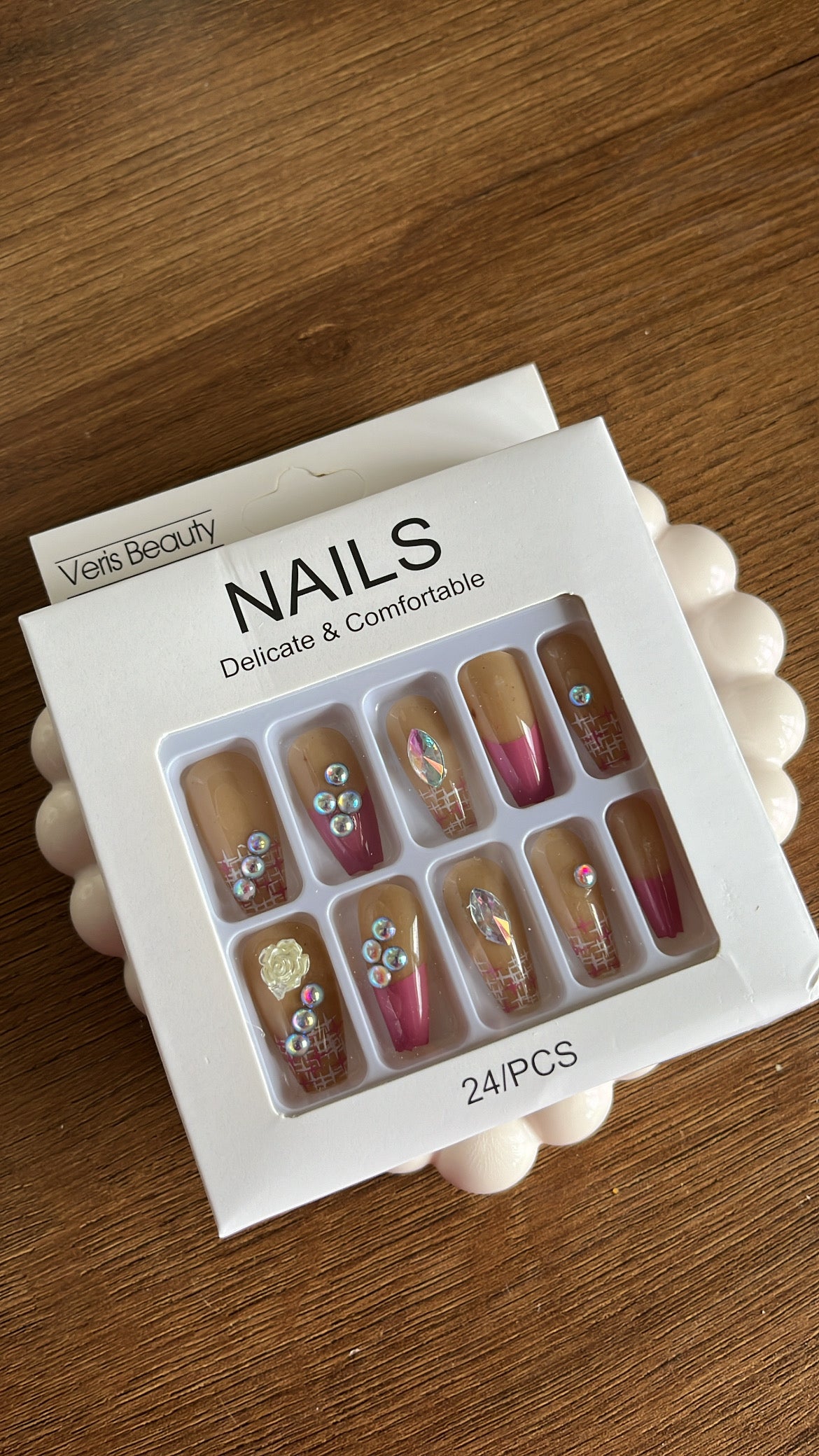 Pink Tip Stone Nails