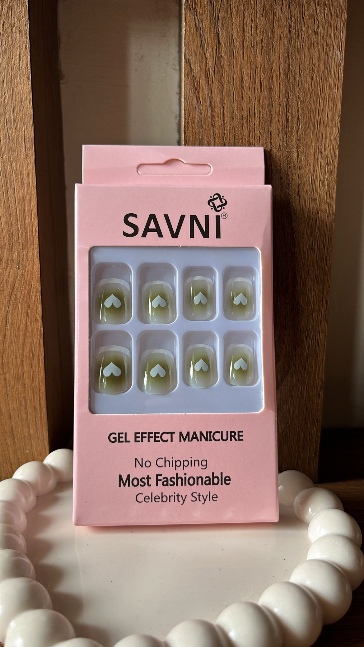 Green Heart Nails - Set of 12 nails