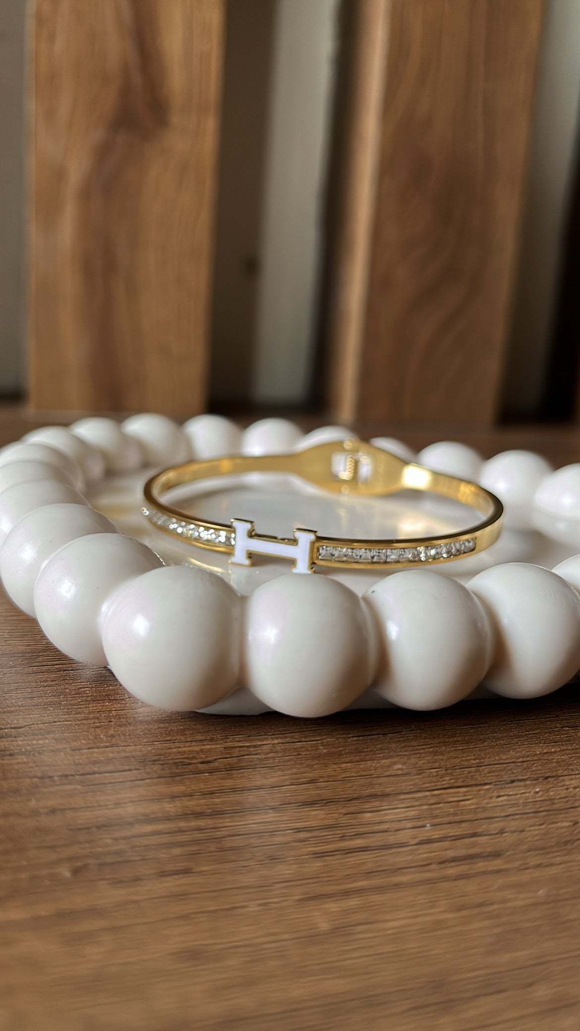 Hermes White Bangle Bracelet