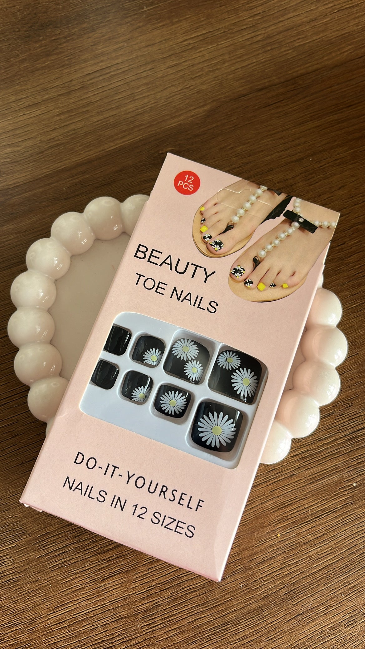 Black Flower Toe Nails