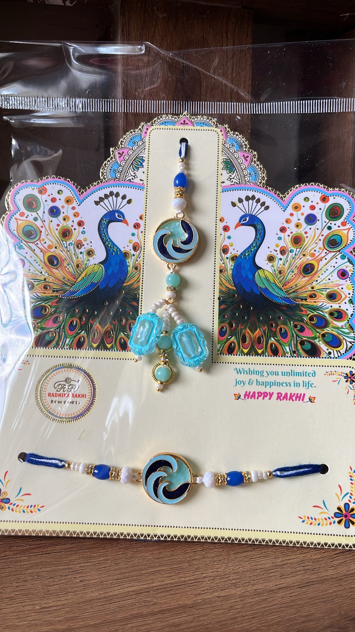 Blue Bhai Bhabhi Rakhi Lumba set