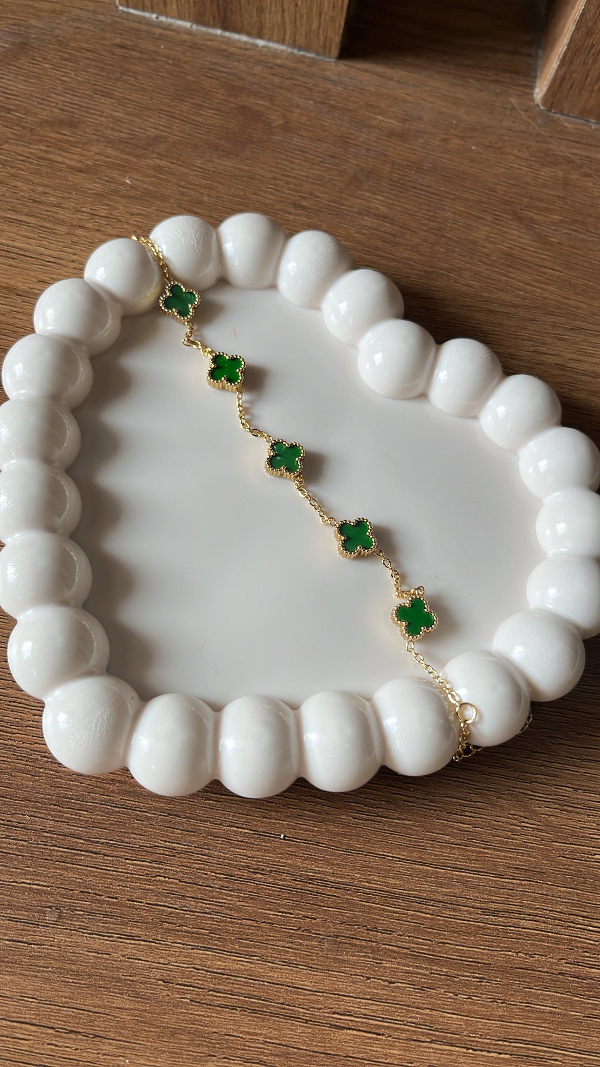 Clover Charm - Green Small Chain Bracelet