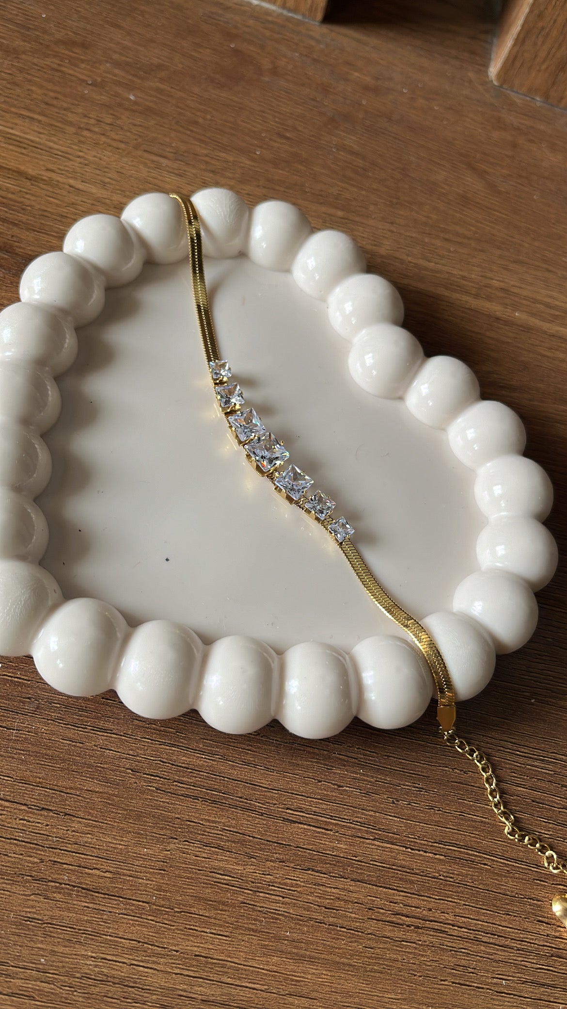 AD Charm - White Chain Bracelet
