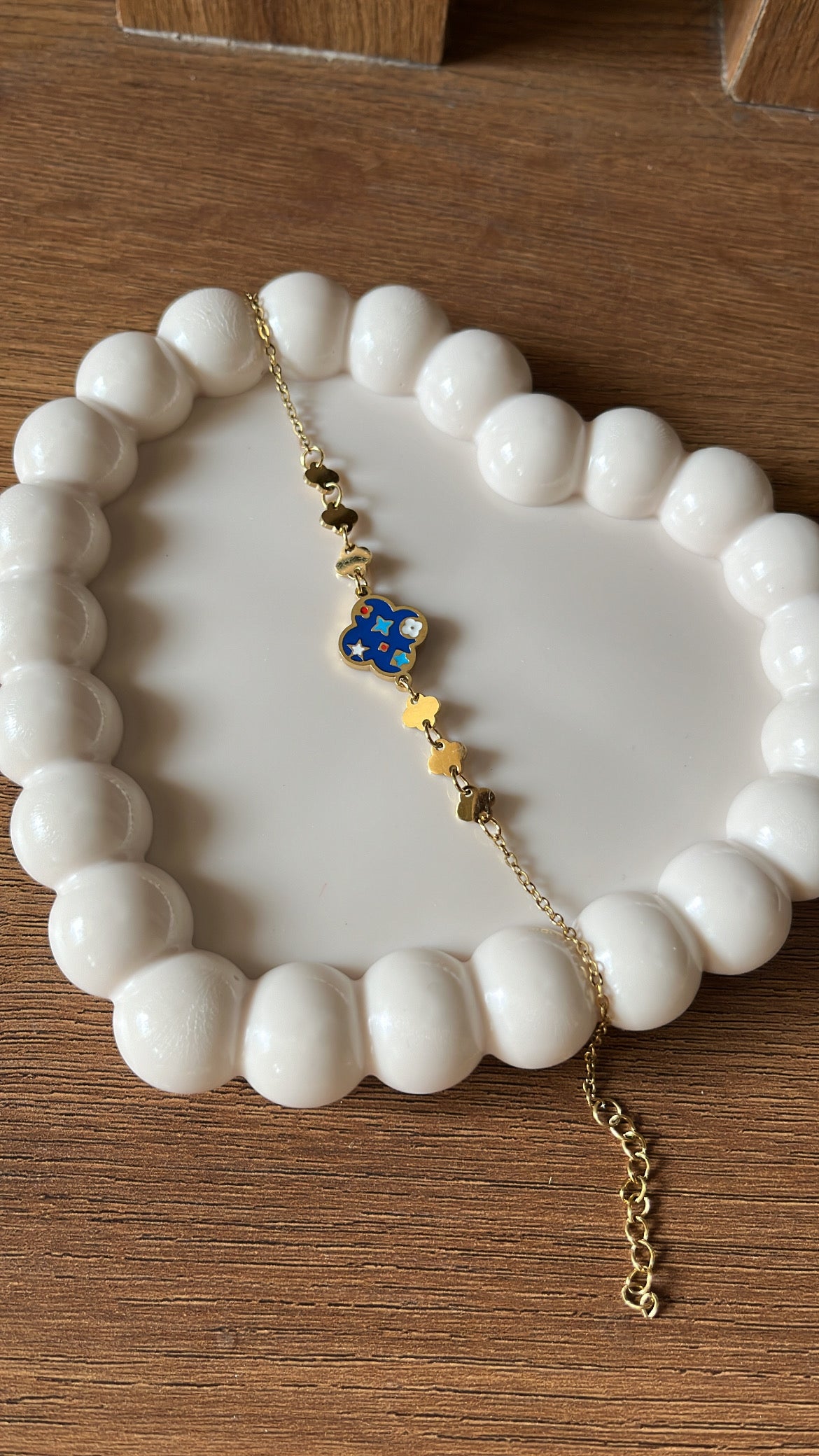 Clover Charm - Blue Chain Bracelet