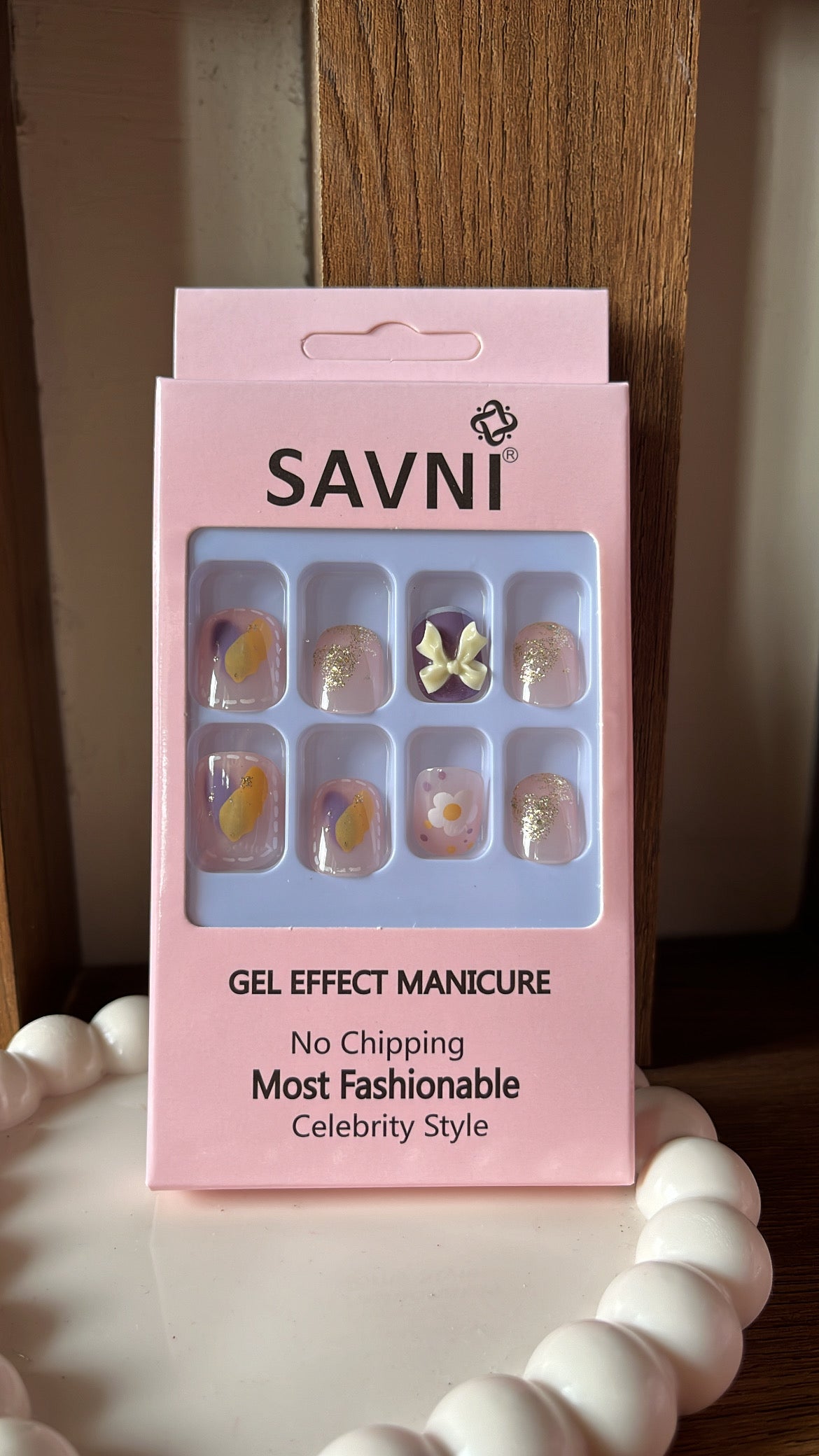 Purple/Yellow Stone Nails