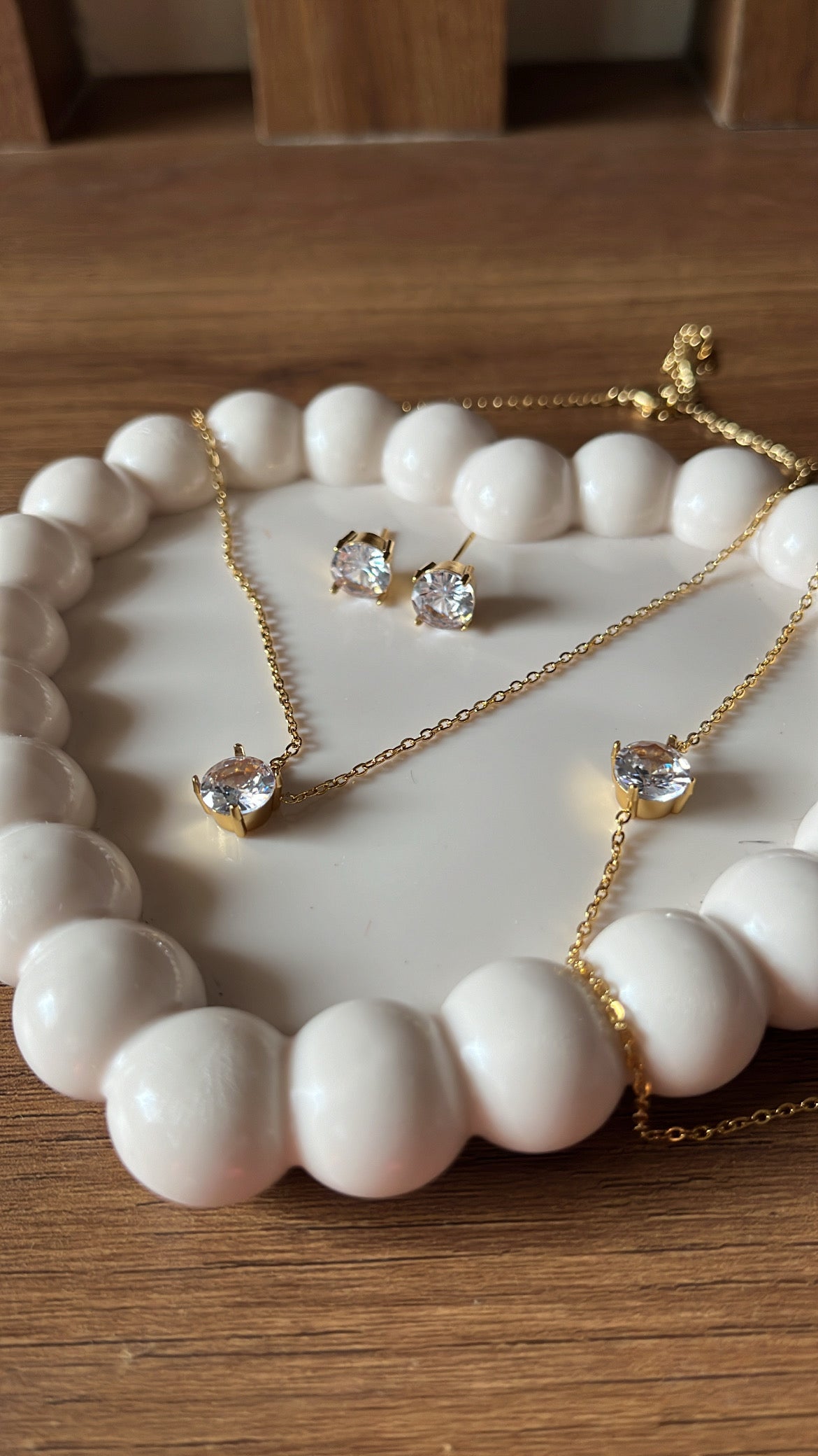 Solitaire Earrings, Necklace and Bracelet set