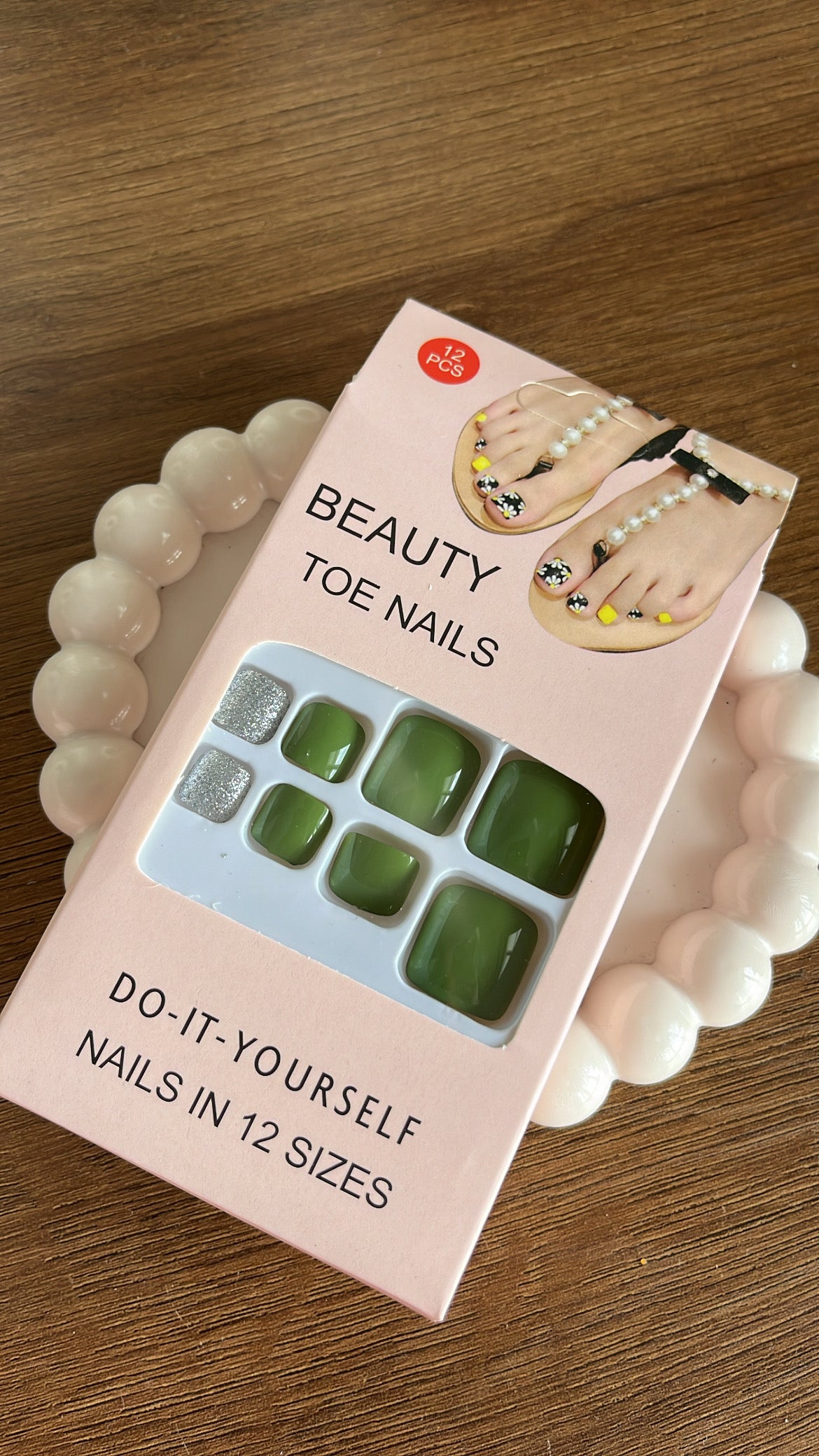 Green Silver Toe nails