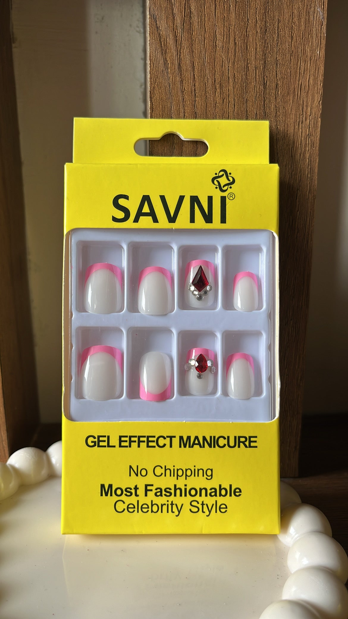 Pink Tip Stone Nails