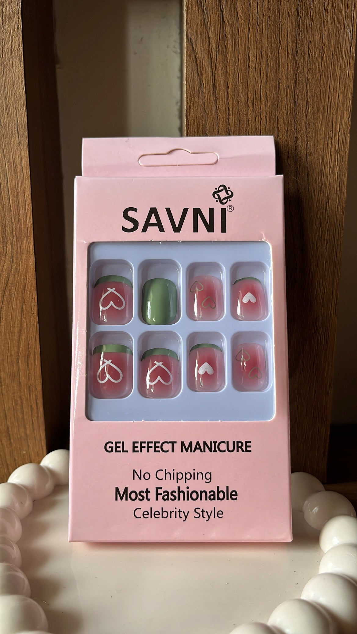 Green Heart Nails - Set of 12 nails