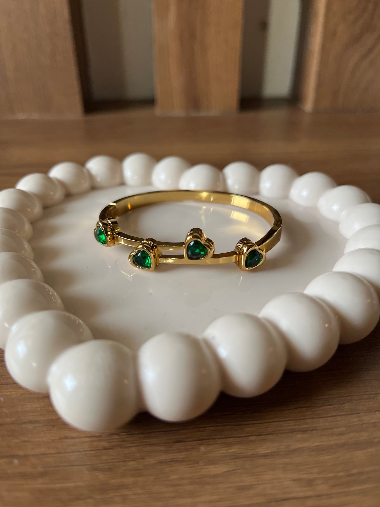 Emerald heart baby size bracelet