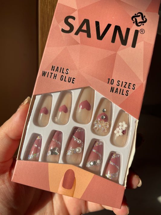 Heart ombre stone nails