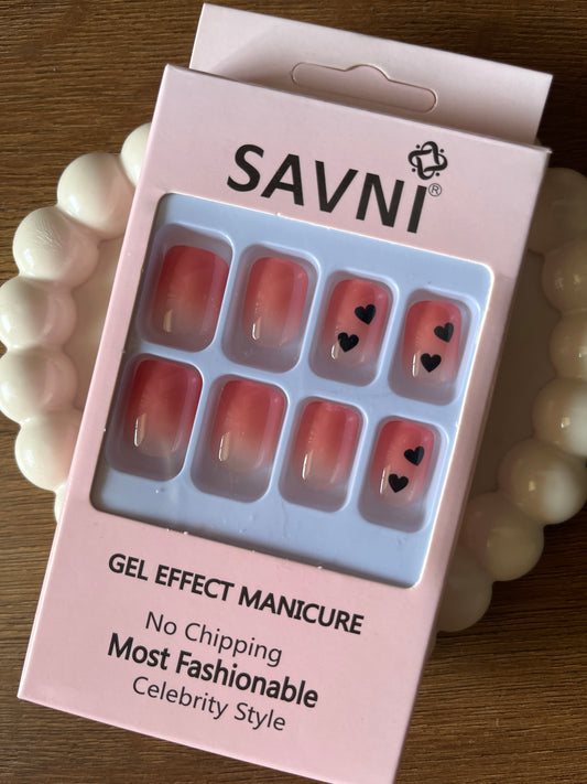 Orange heart set of 12 nails