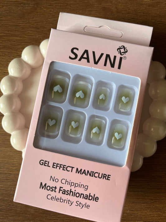 Green heart set of 12 nails