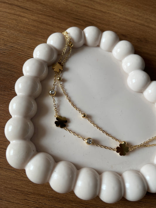 Ad clover layered bracelet