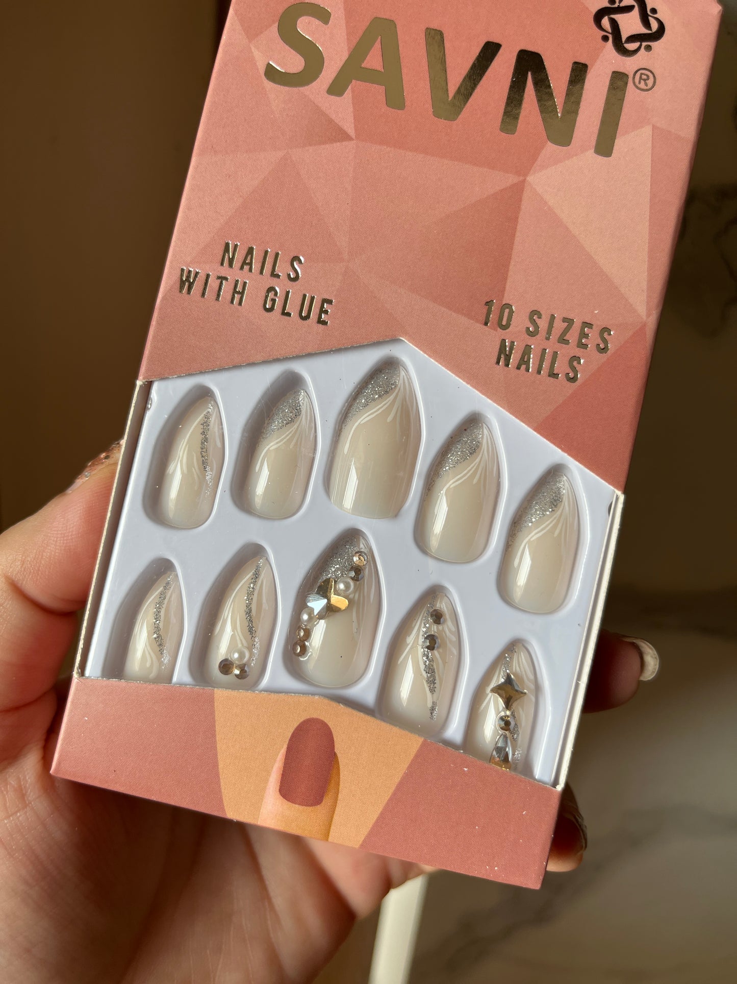 White silver stone nails