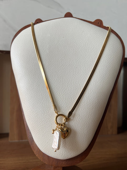 Removable charm necklace- heart star