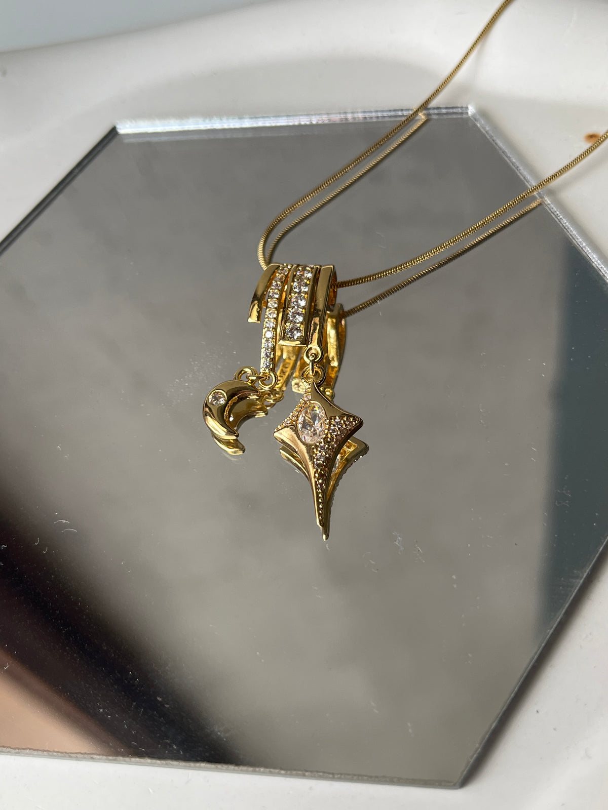 Moon star charm pendant