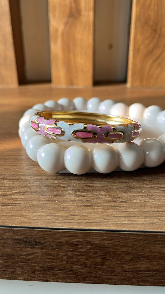White Pink Enamel Bracelet
