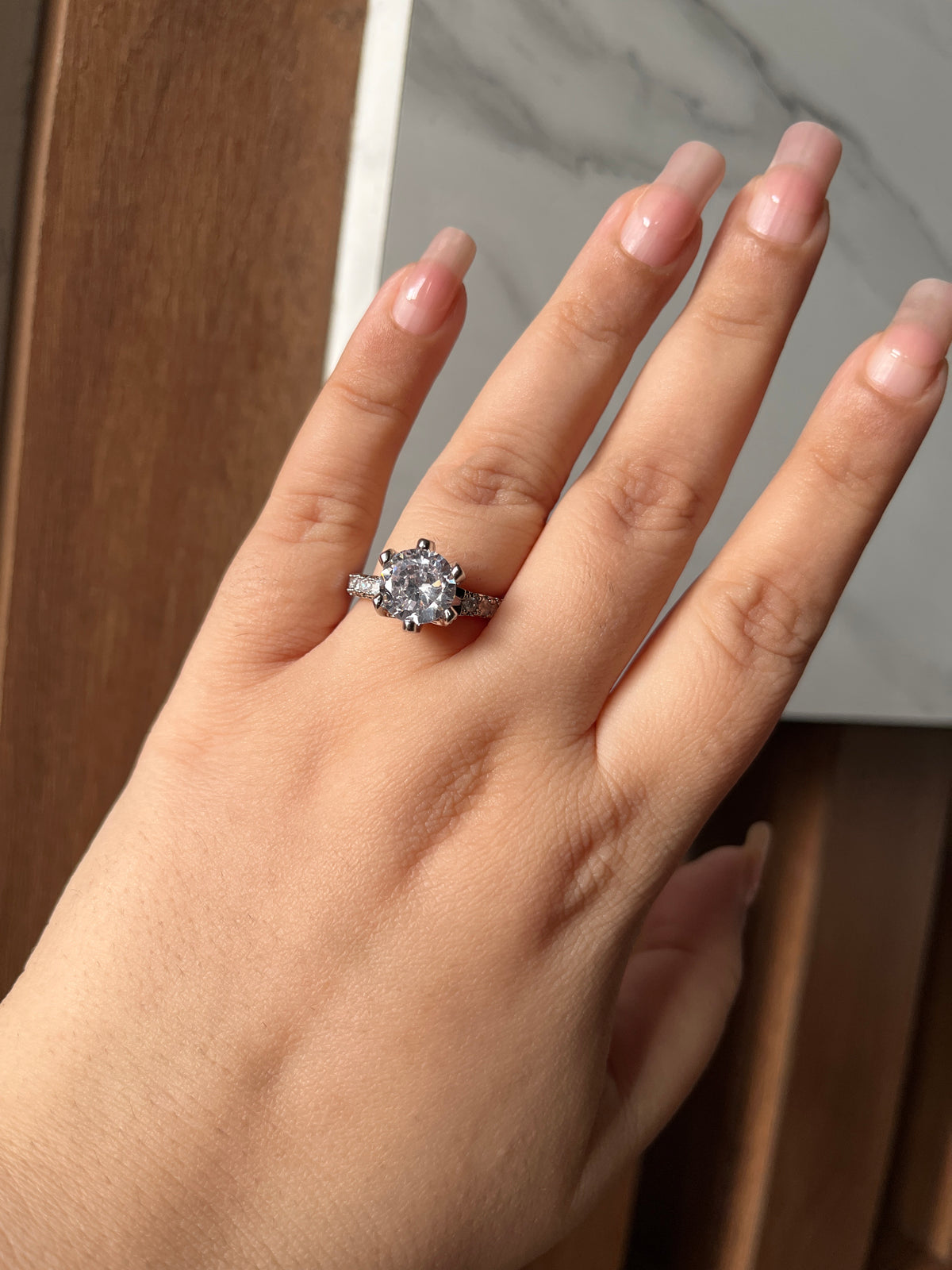 2.5 carat solitaire halo ring -Silver