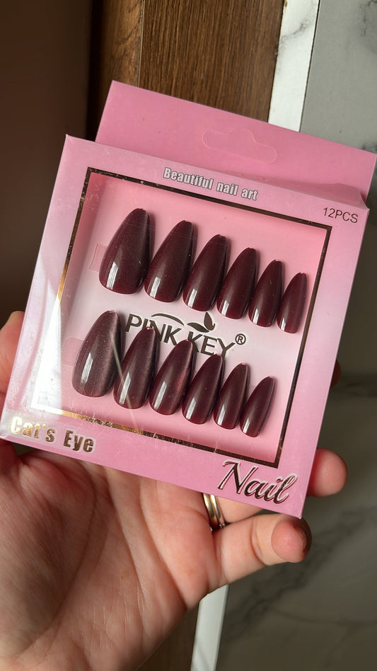 Maroon with silver cat eye