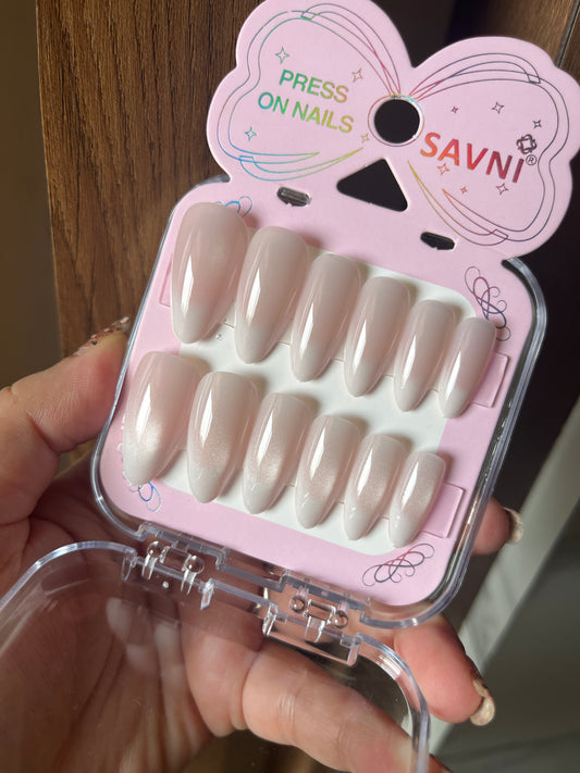 Baby pink ombre cat eye nails