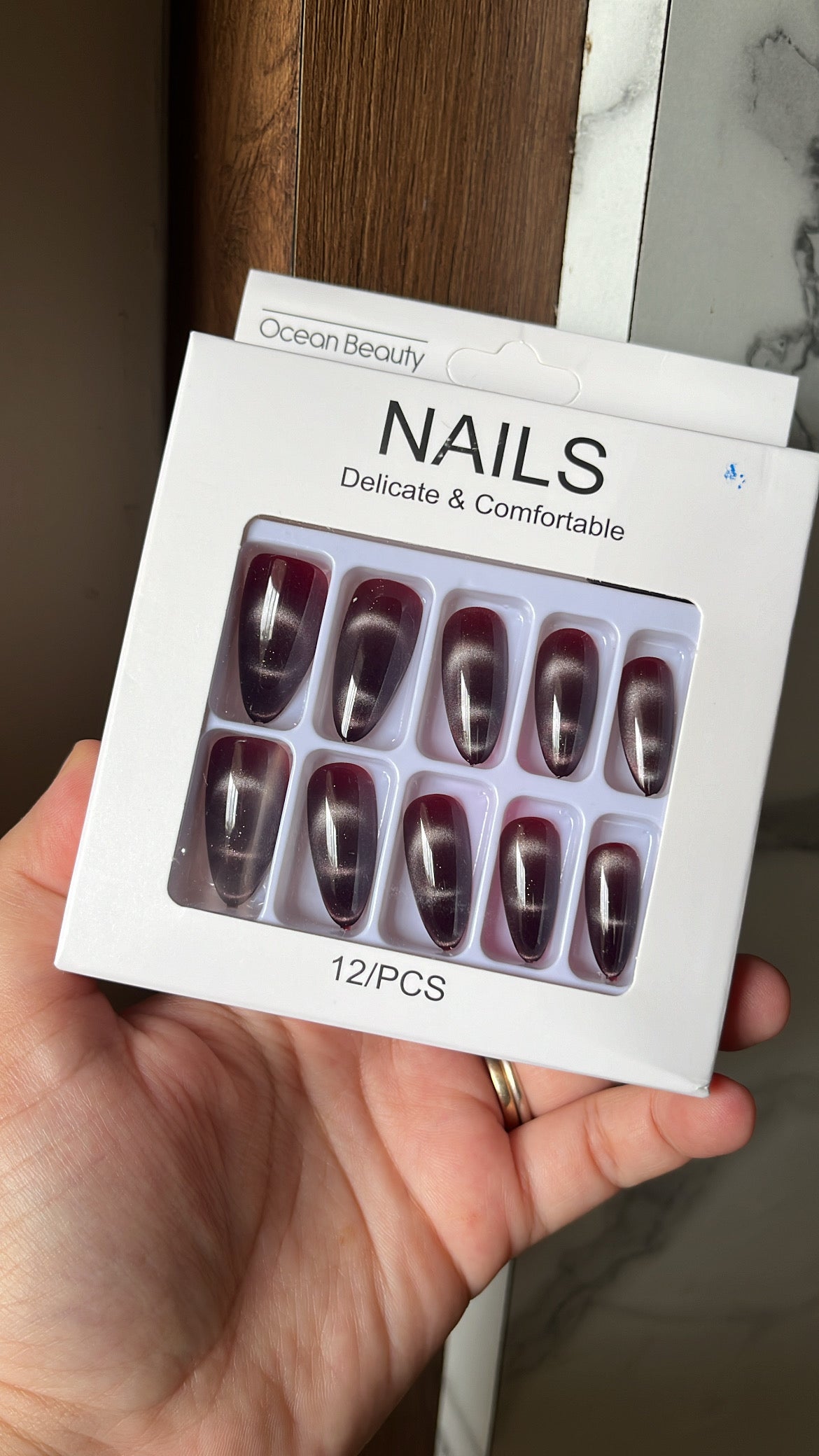 Maroon with silver cat eye