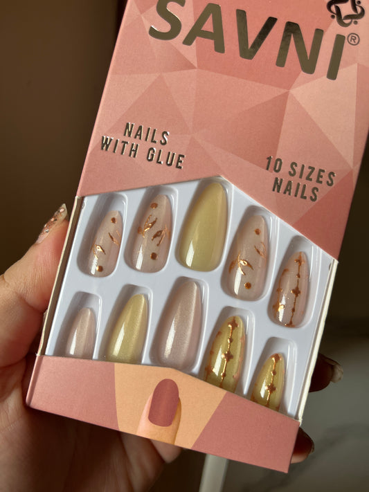 Butter yellow cat eye nails