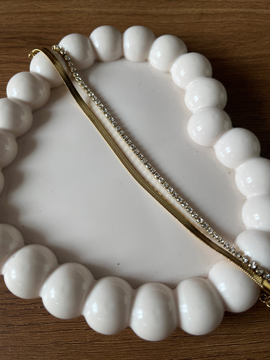 Tennish snake chain layered bracelet