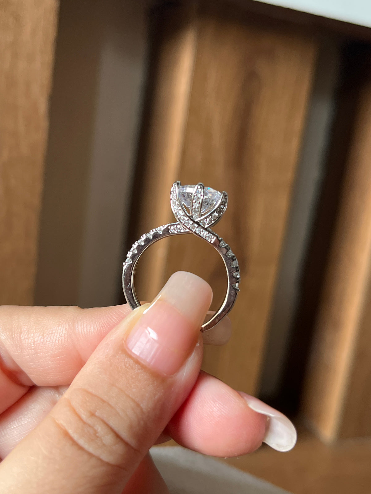 2.5 carat solitaire halo ring -Silver