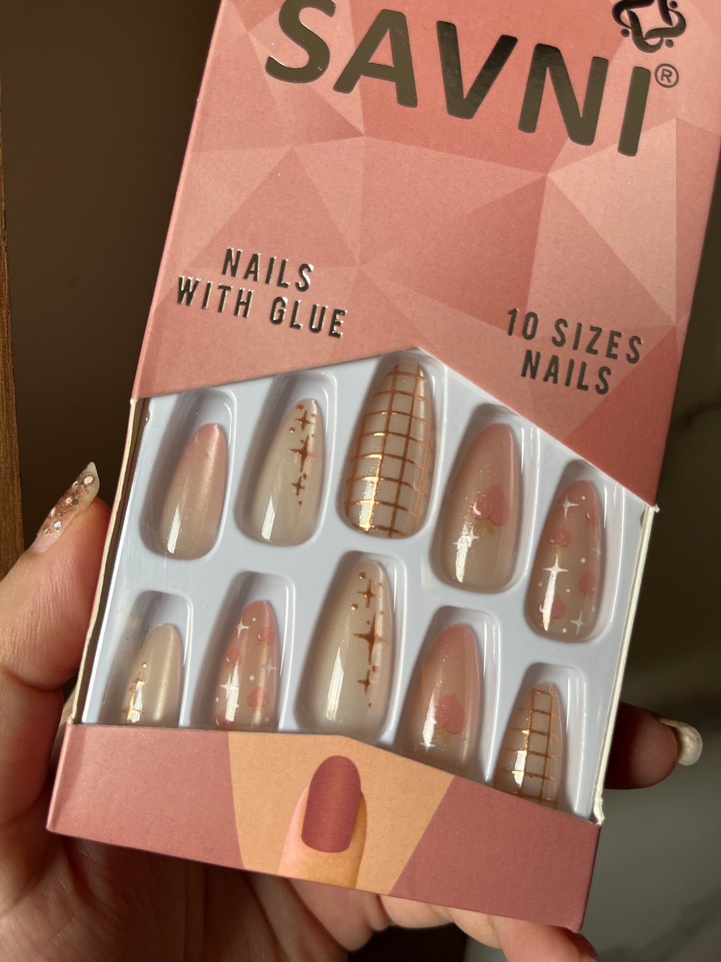 Peach cat eye chrome nails