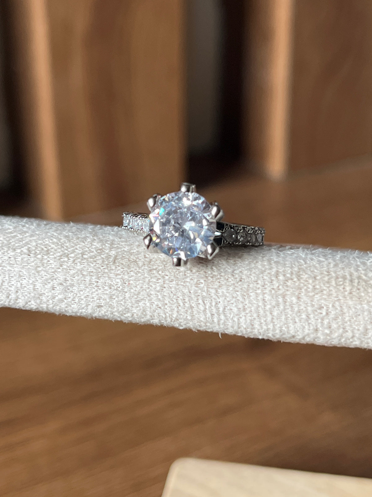 2.5 carat solitaire halo ring -Silver