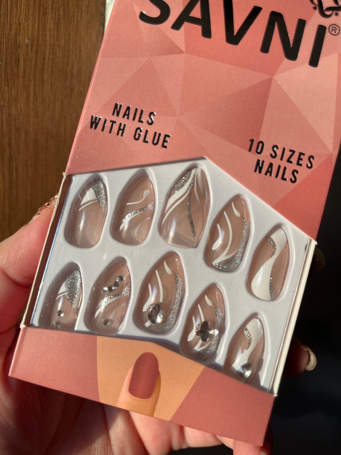 White silver stone nails